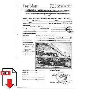 1966 BMW 2000 TI FIA homologation form PDF download